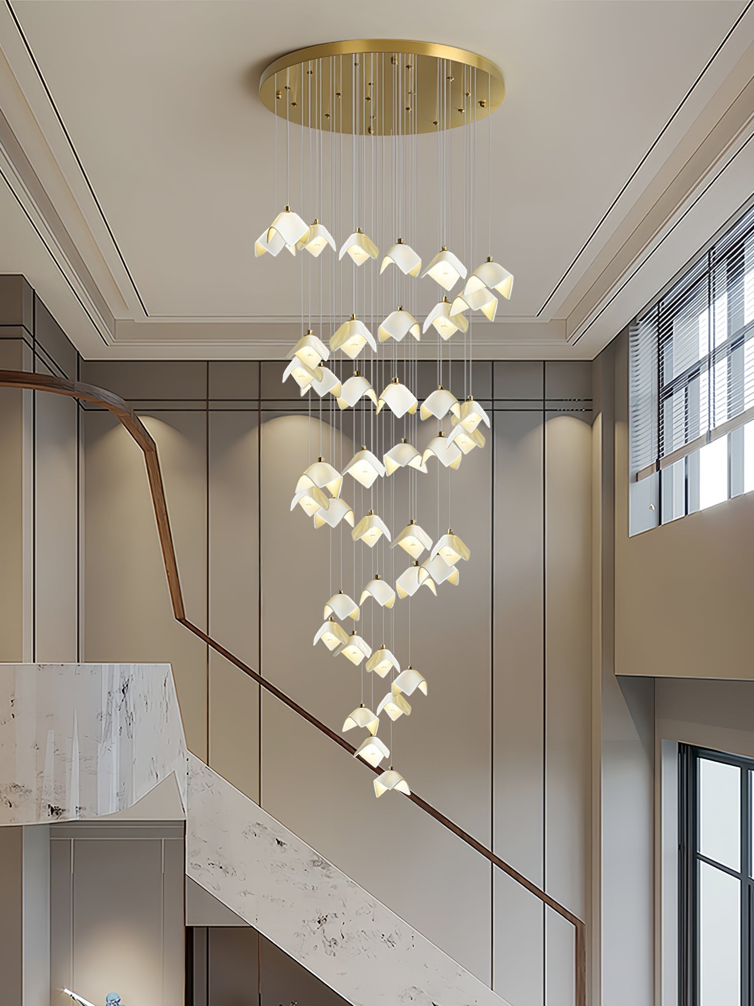 Cithayra Geometric Glass Brass Chandelier-Neutral Decor