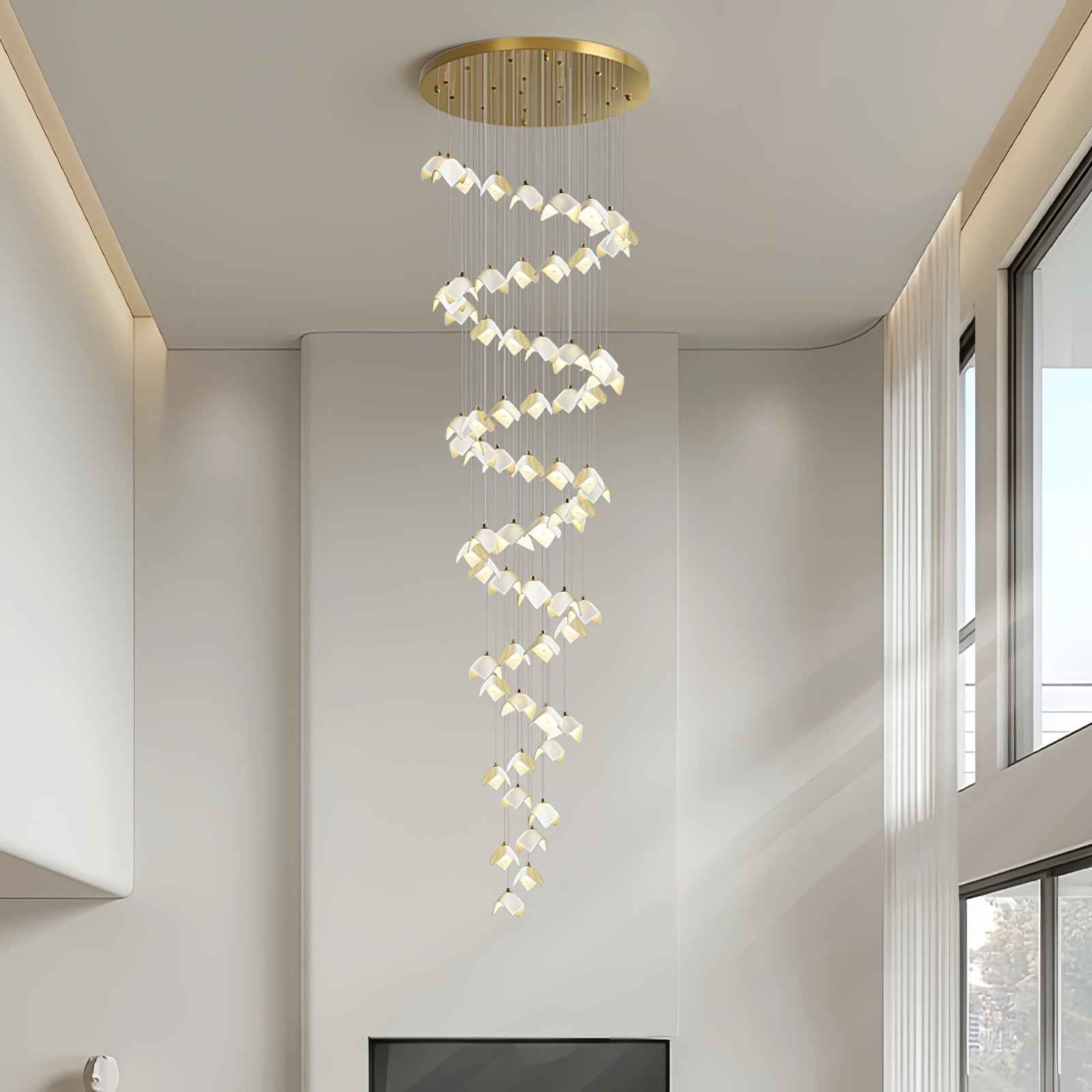 Cithayra Geometric Glass Brass Chandelier-Neutral Decor