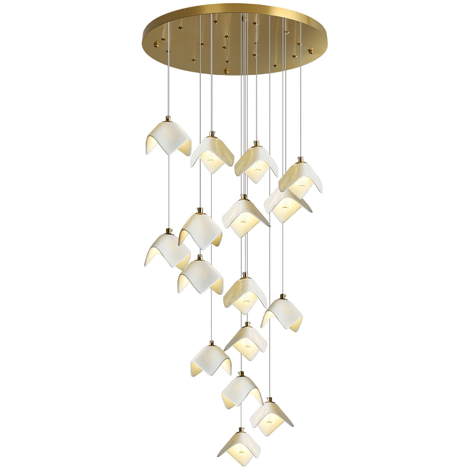 Cithayra Geometric Glass Brass Chandelier-Neutral Decor