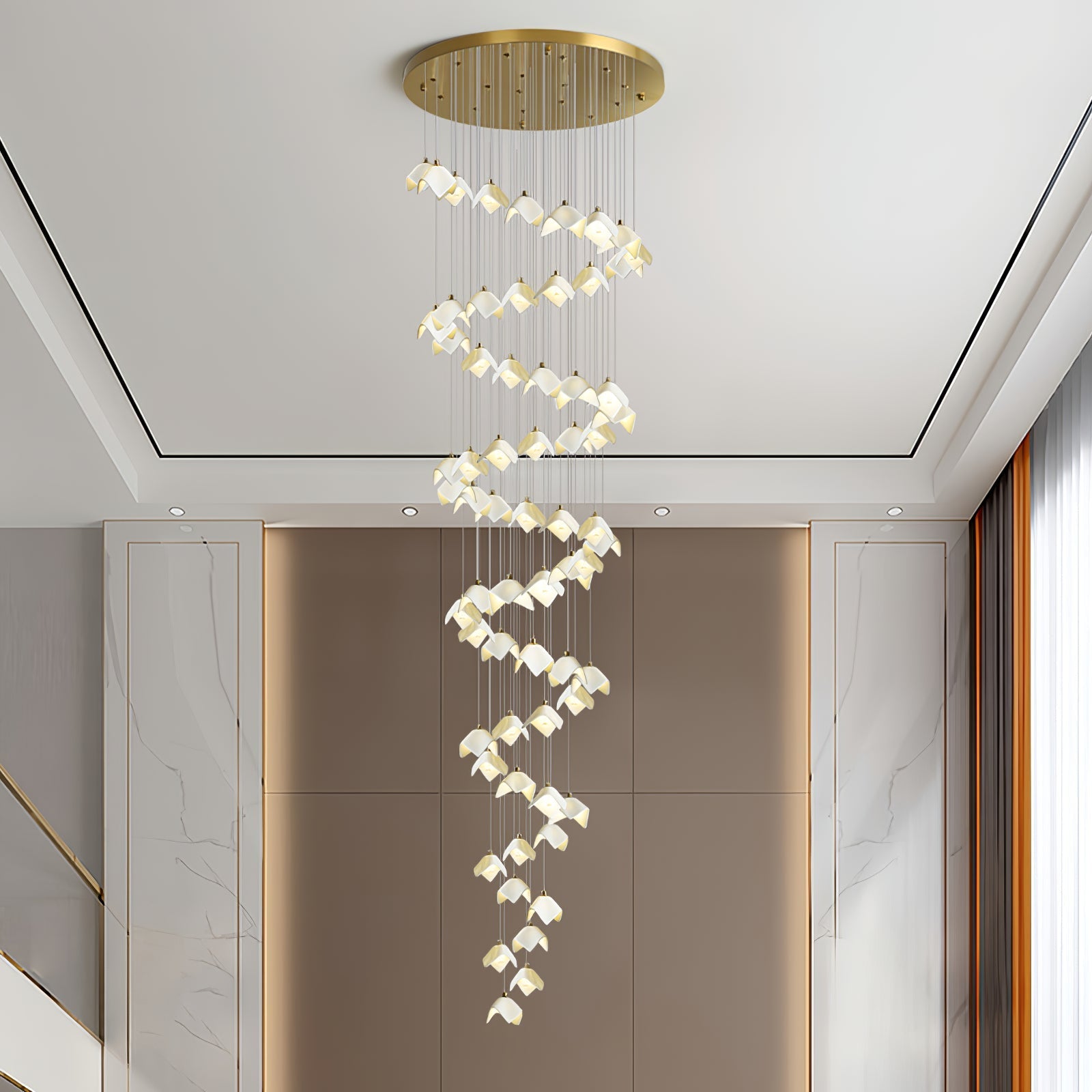 Cithayra Geometric Glass Brass Chandelier-Neutral Decor
