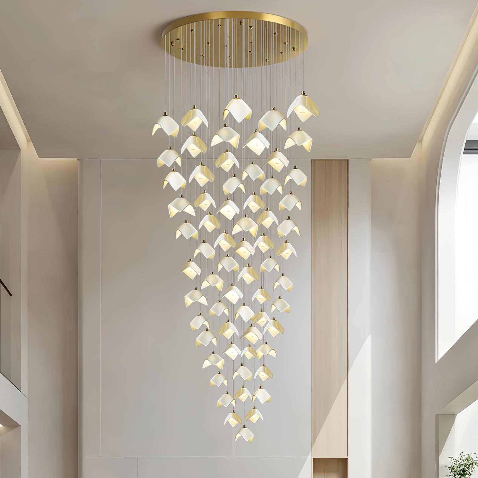 Cithayra Geometric Glass Brass Chandelier-Neutral Decor
