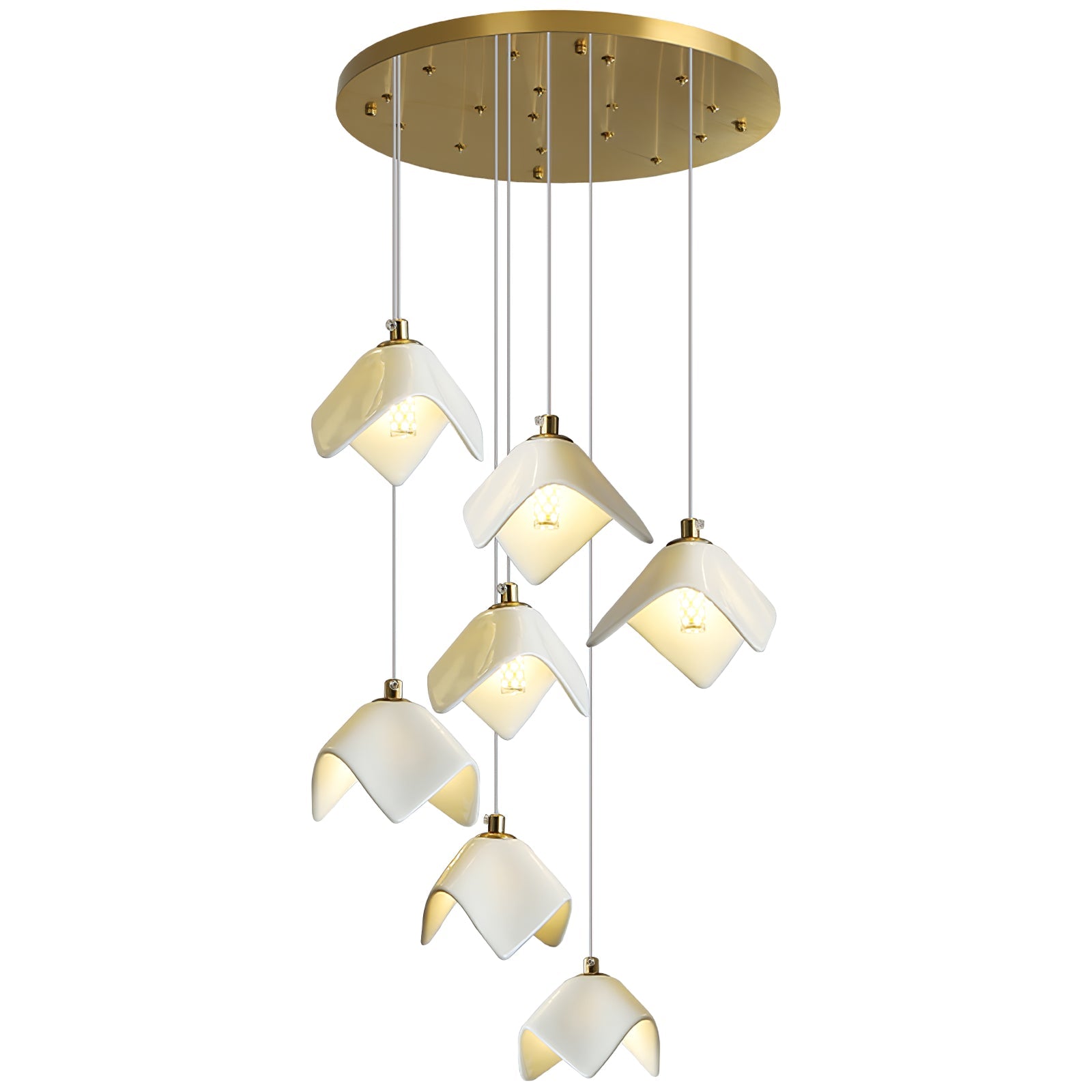 Cithayra Geometric Glass Brass Chandelier-Neutral Decor