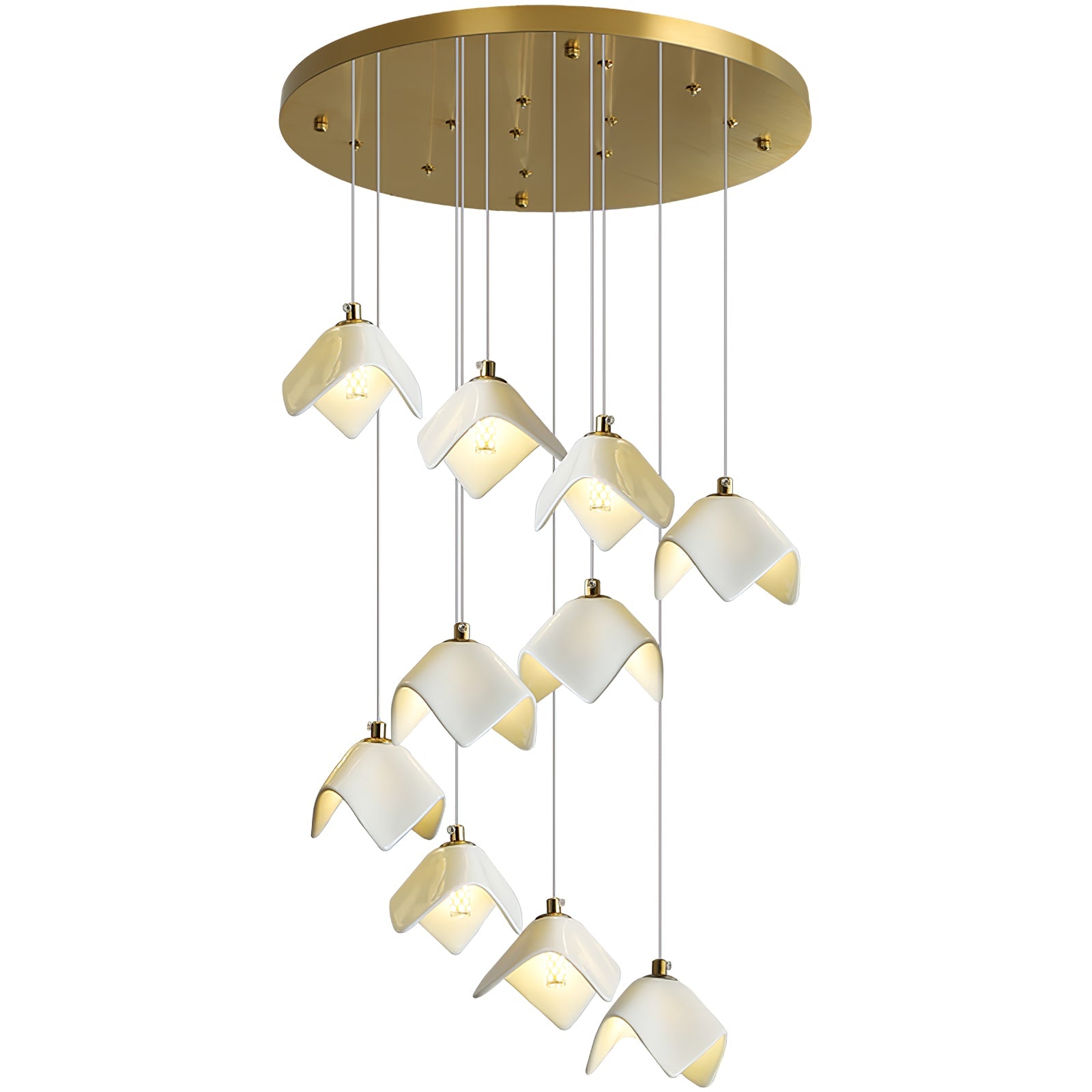 Cithayra Geometric Glass Brass Chandelier-Neutral Decor