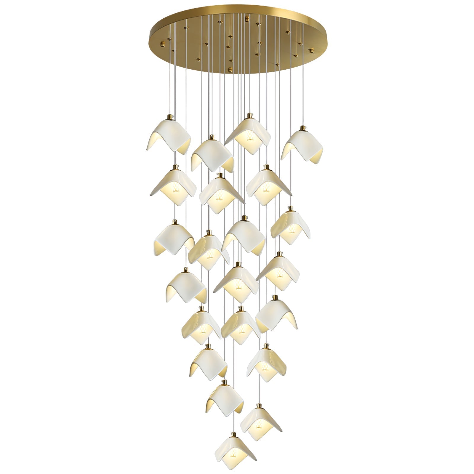 Cithayra Geometric Glass Brass Chandelier-Neutral Decor
