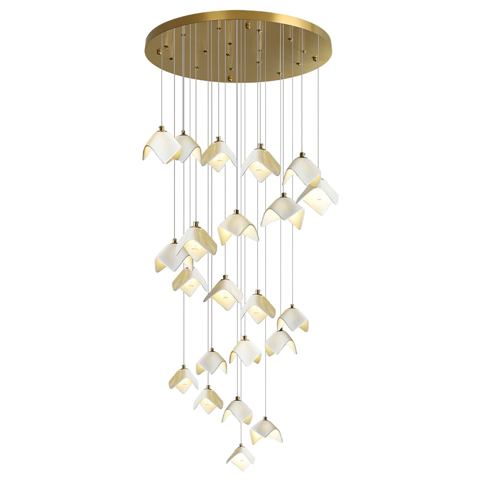 Cithayra Geometric Glass Brass Chandelier-Neutral Decor