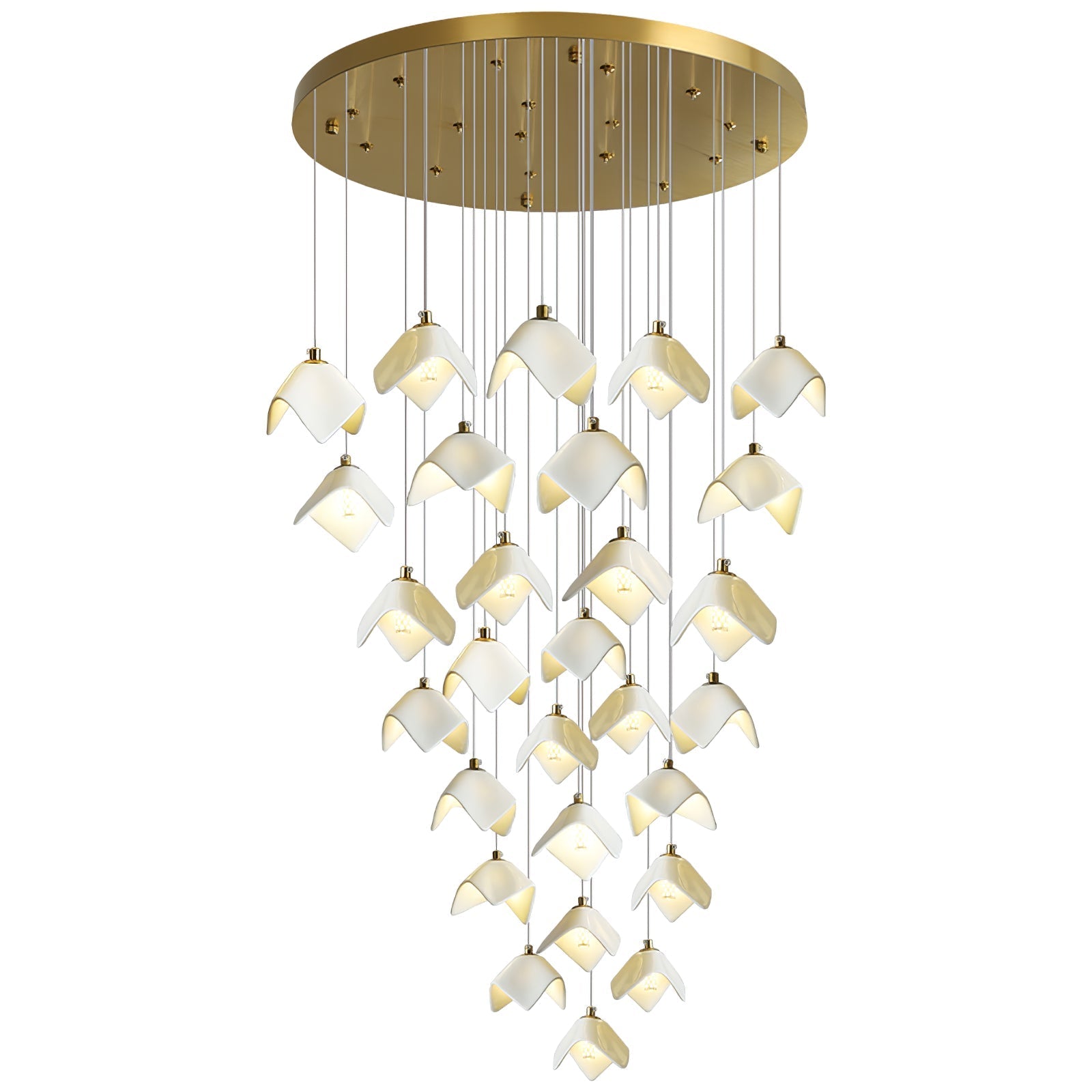 Cithayra Geometric Glass Brass Chandelier-Neutral Decor
