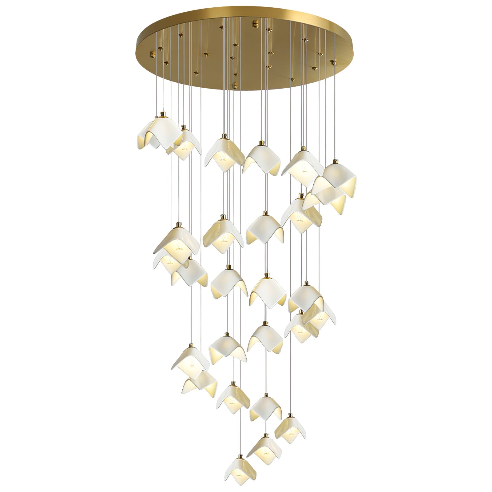 Cithayra Geometric Glass Brass Chandelier-Neutral Decor