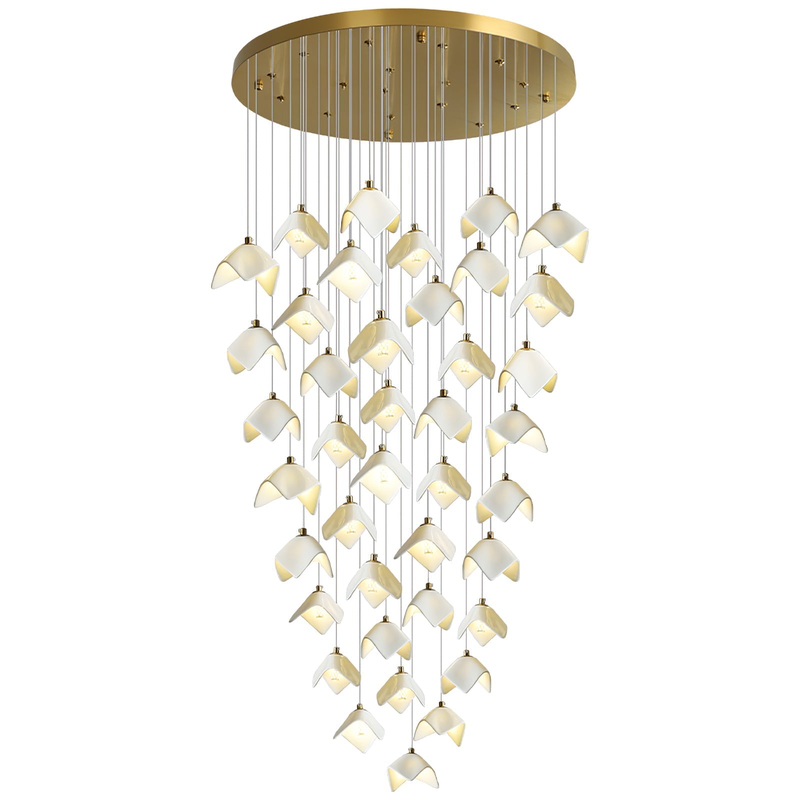 Cithayra Geometric Glass Brass Chandelier-Neutral Decor