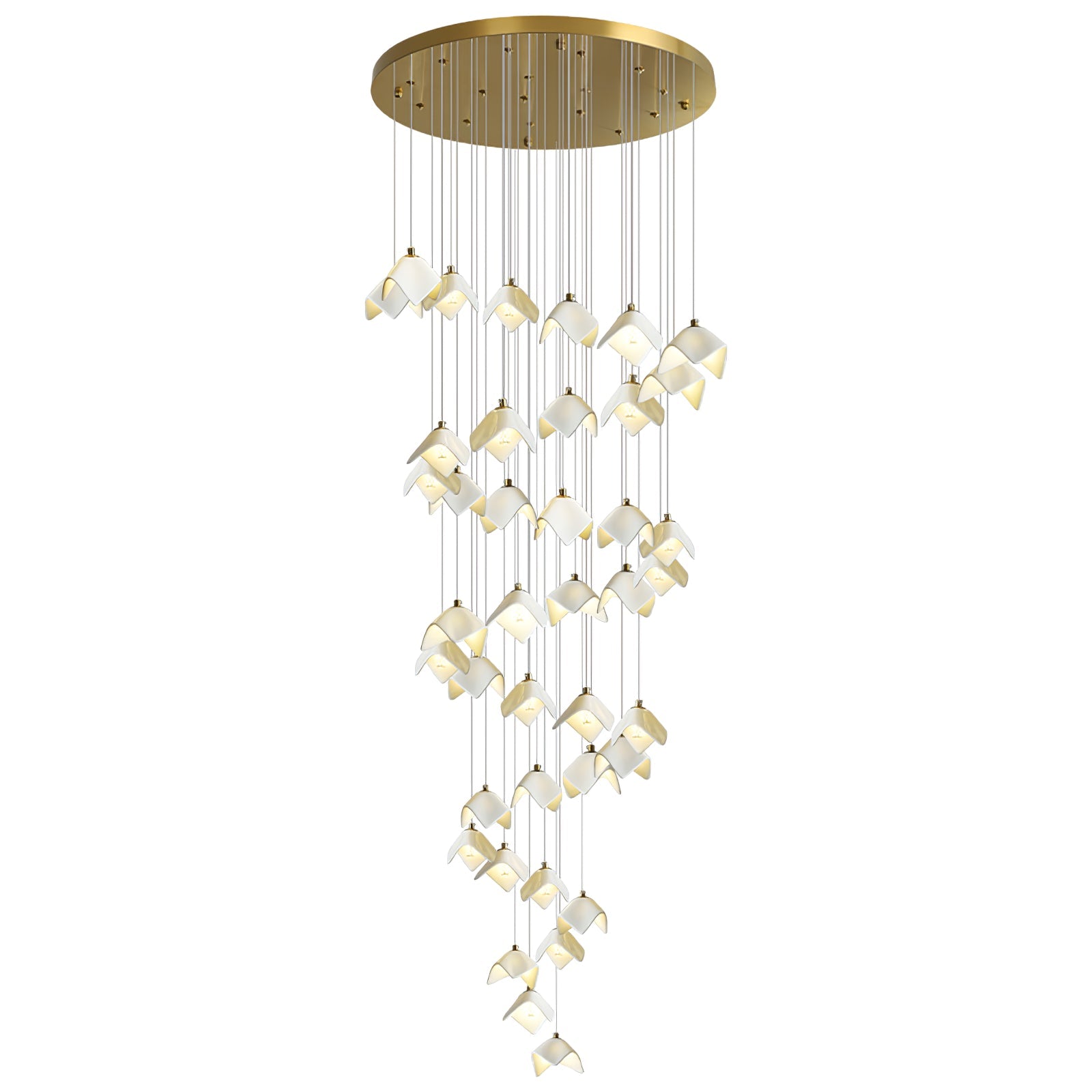 Cithayra Geometric Glass Brass Chandelier-Neutral Decor