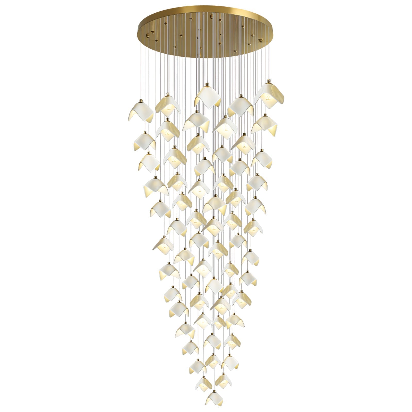 Cithayra Geometric Glass Brass Chandelier-Neutral Decor