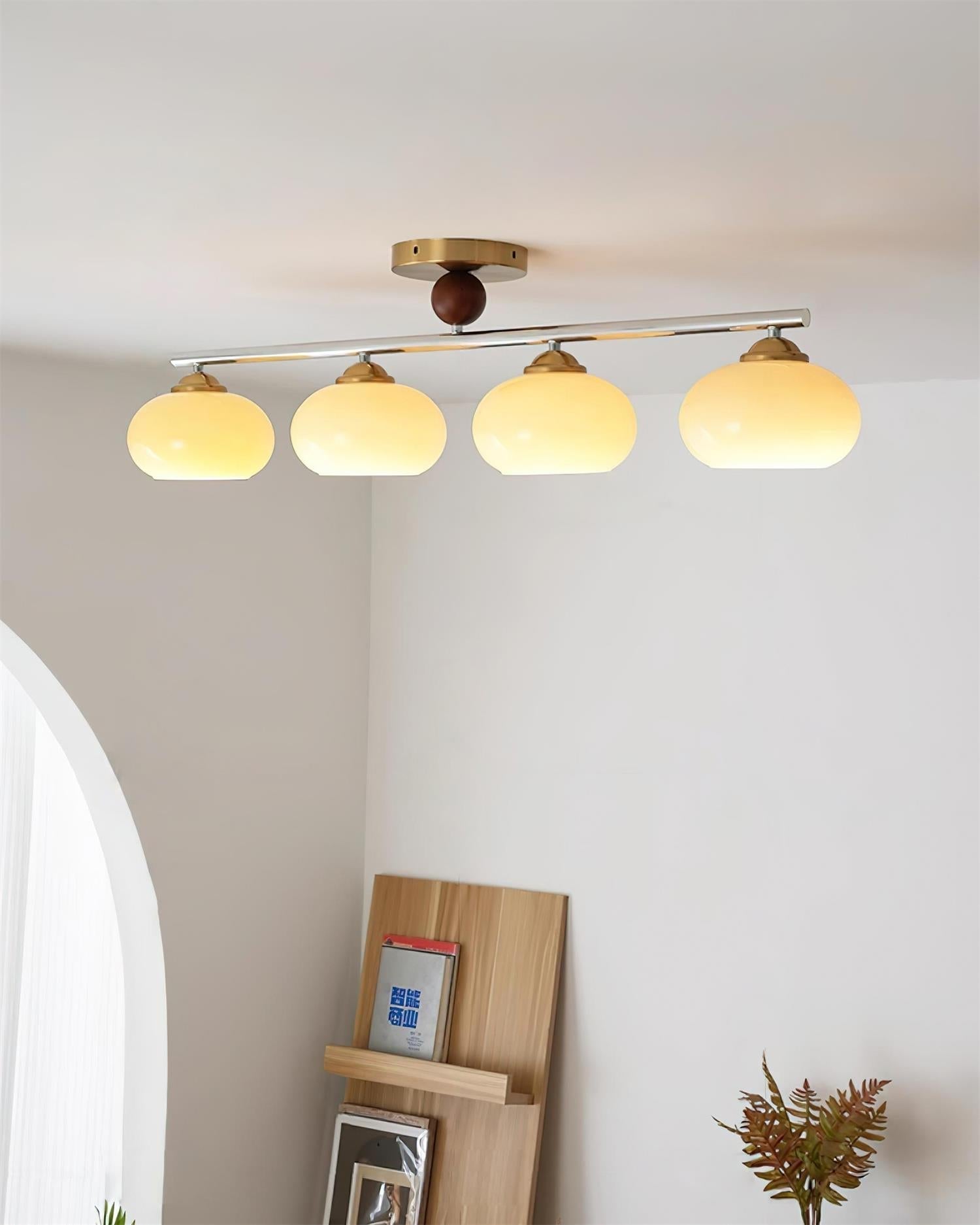 Aubrelle 4-Light Amber Glass Globe Ceiling Fixture