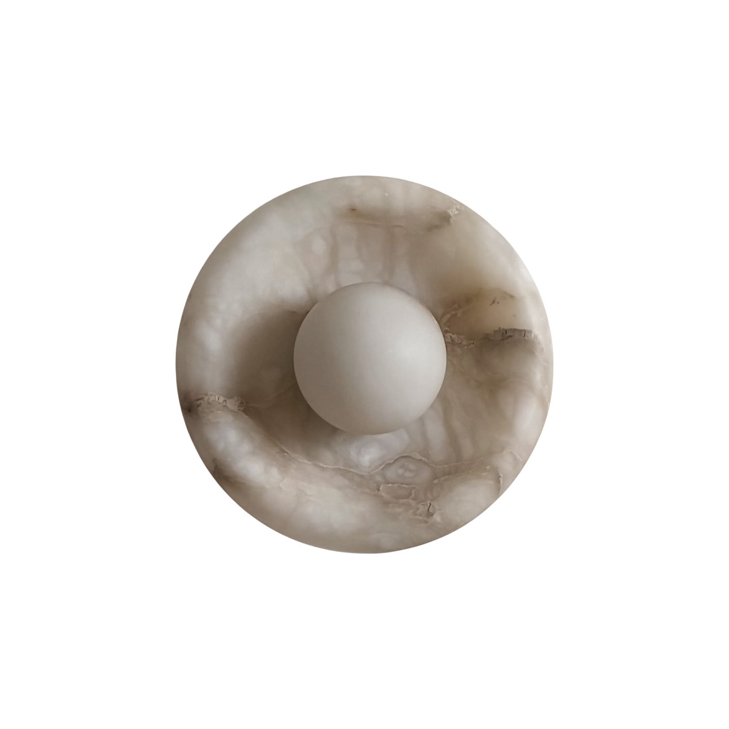 Orli Alabaster Wall Lamp in white finish, front view.