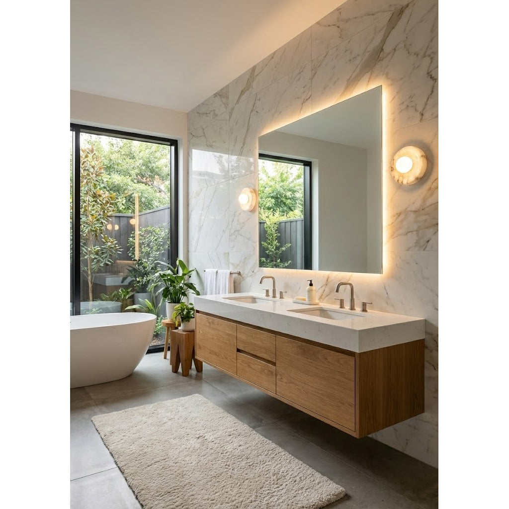 Side profile of the Orli Alabaster Wall Lamp showing its depth.