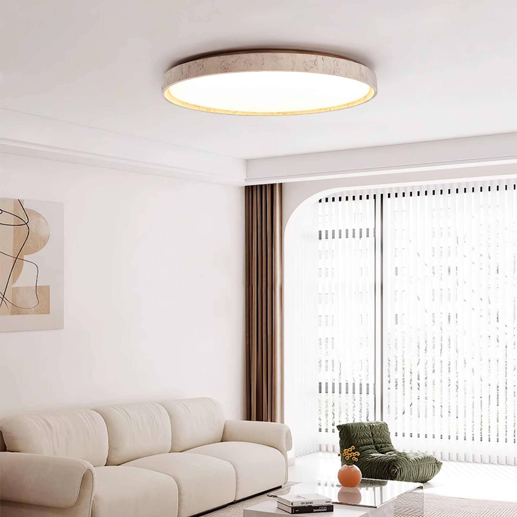 Kathy Travertine Round Ceiling Light-Neutral Decor