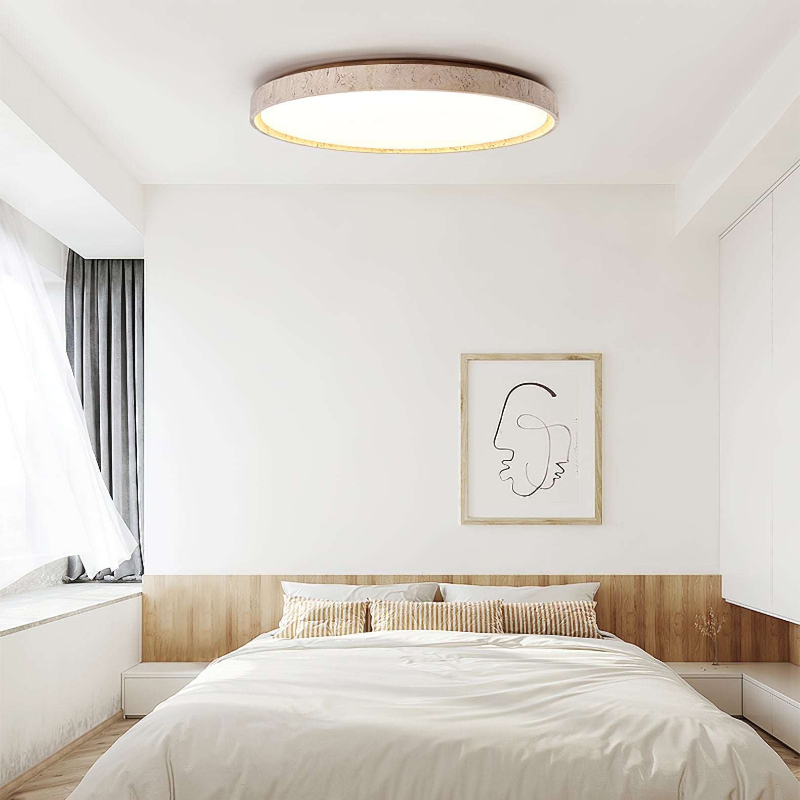 Kathy Travertine Round Ceiling Light-Neutral Decor