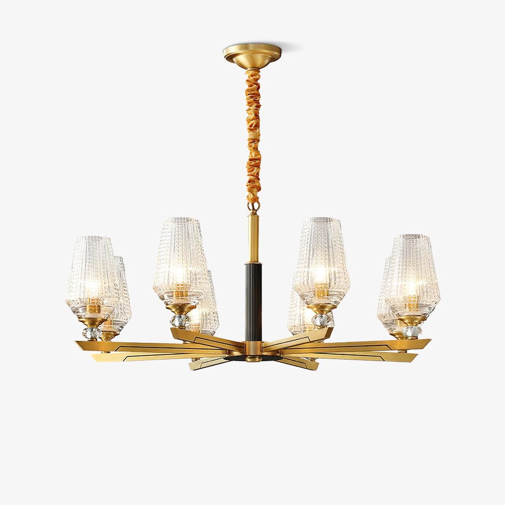 Astra Luxury Hexa Brass Chandelier-Neutral Decor