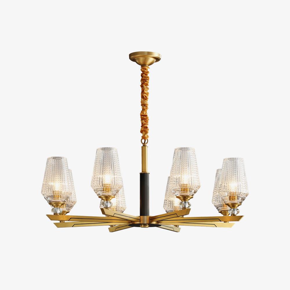 Astra Luxury Hexa Brass Chandelier-Neutral Decor