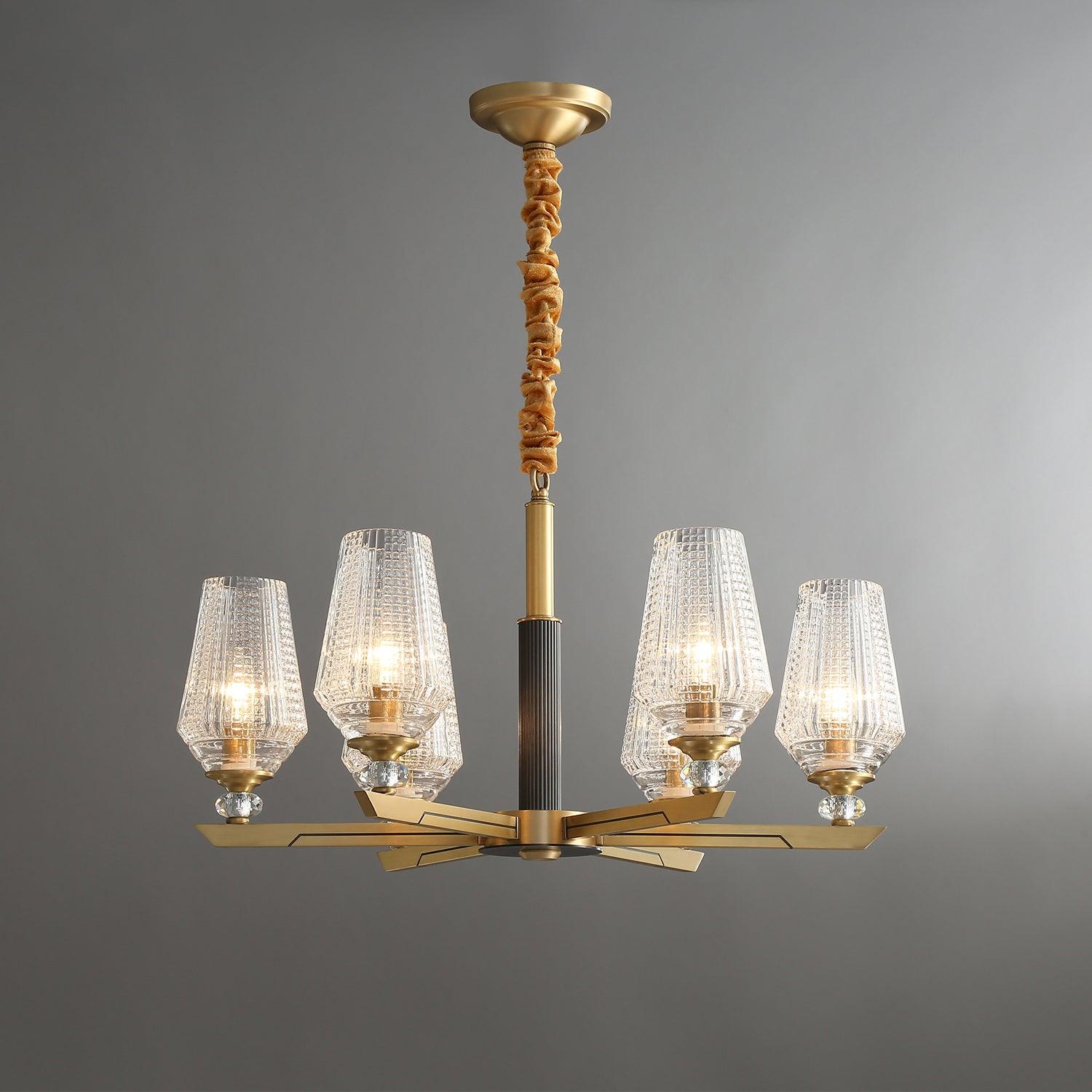 Astra Luxury Hexa Brass Chandelier-Neutral Decor