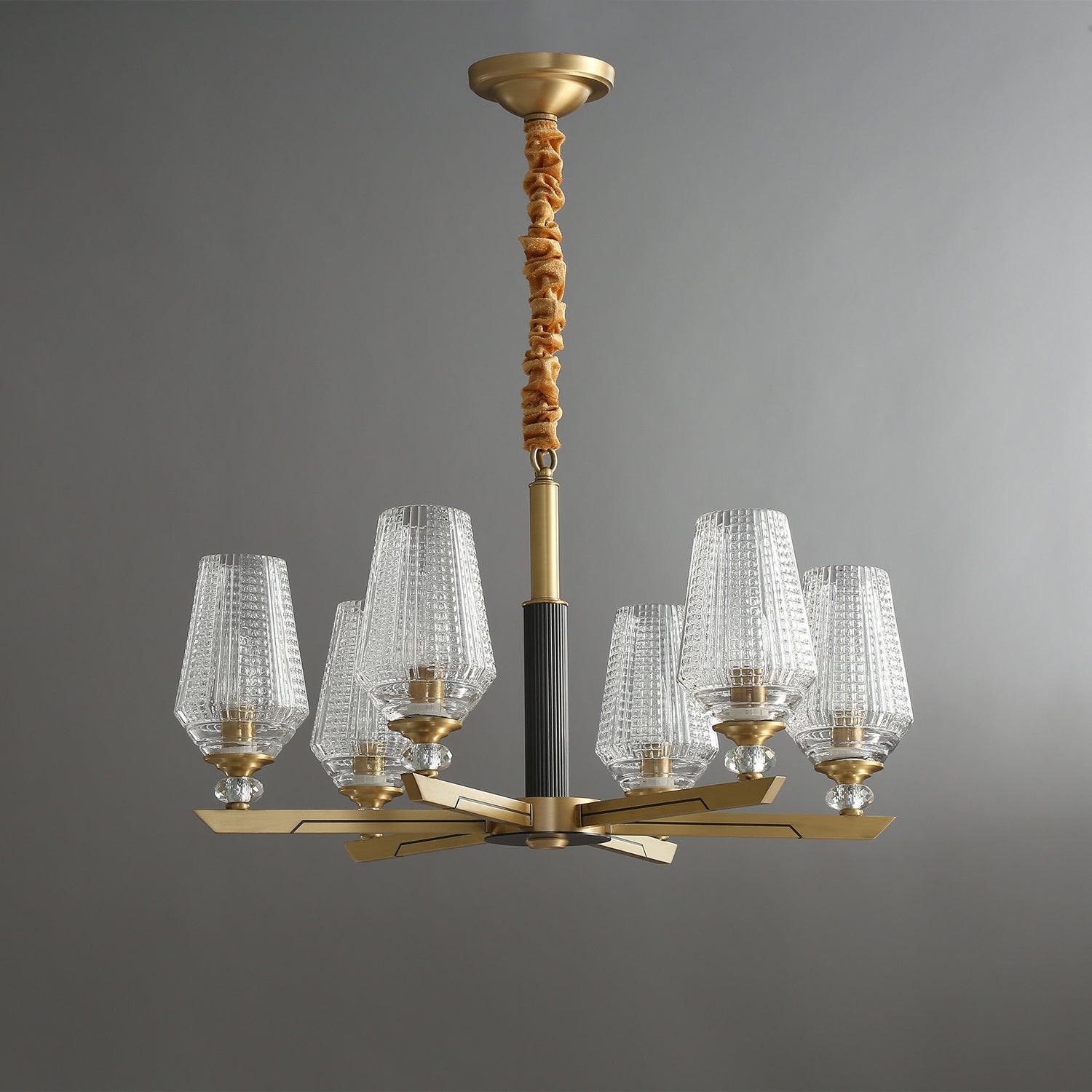 Astra Luxury Hexa Brass Chandelier-Neutral Decor