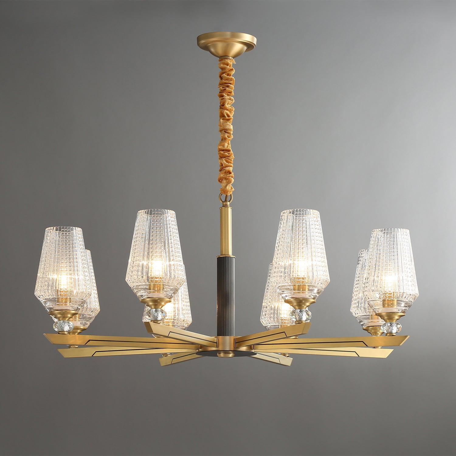 Astra Luxury Hexa Brass Chandelier-Neutral Decor