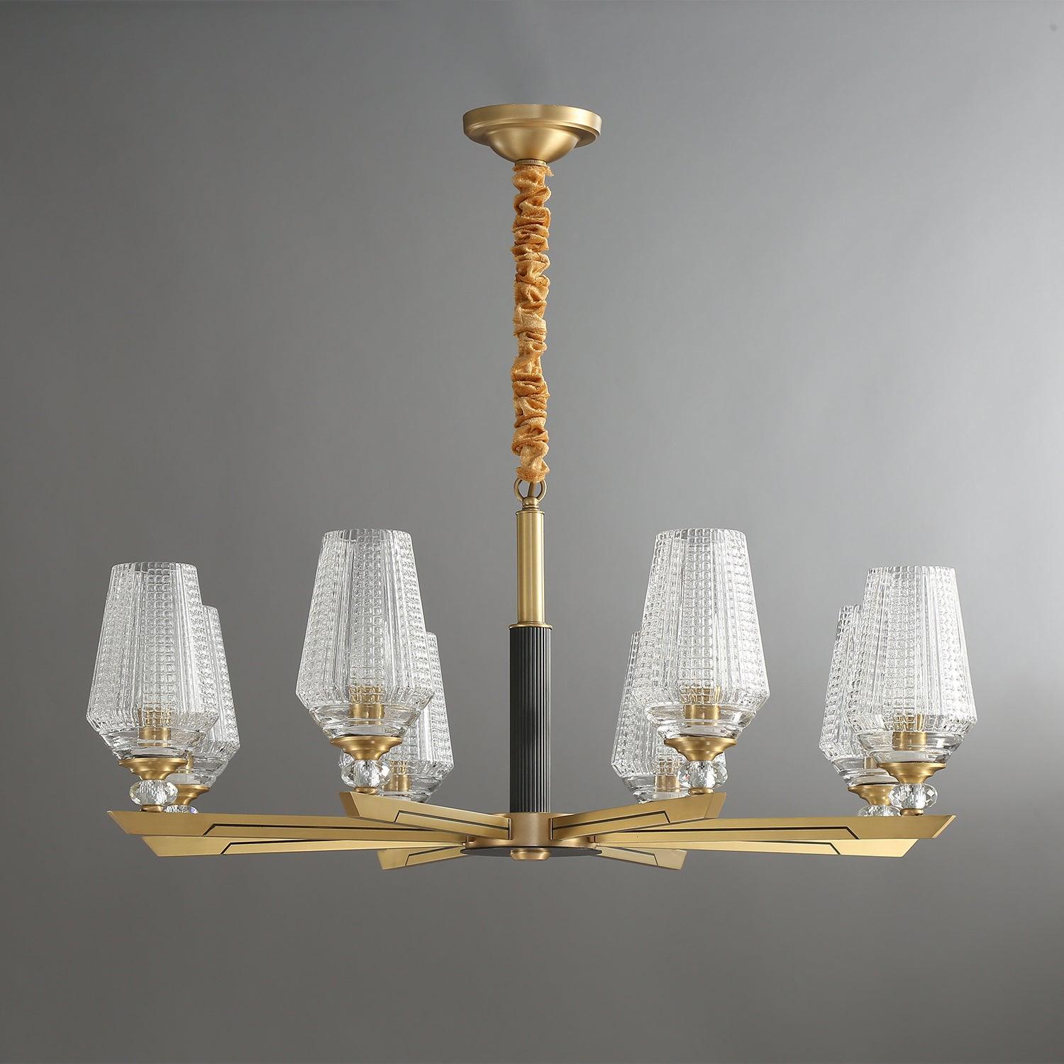 Astra Luxury Hexa Brass Chandelier-Neutral Decor