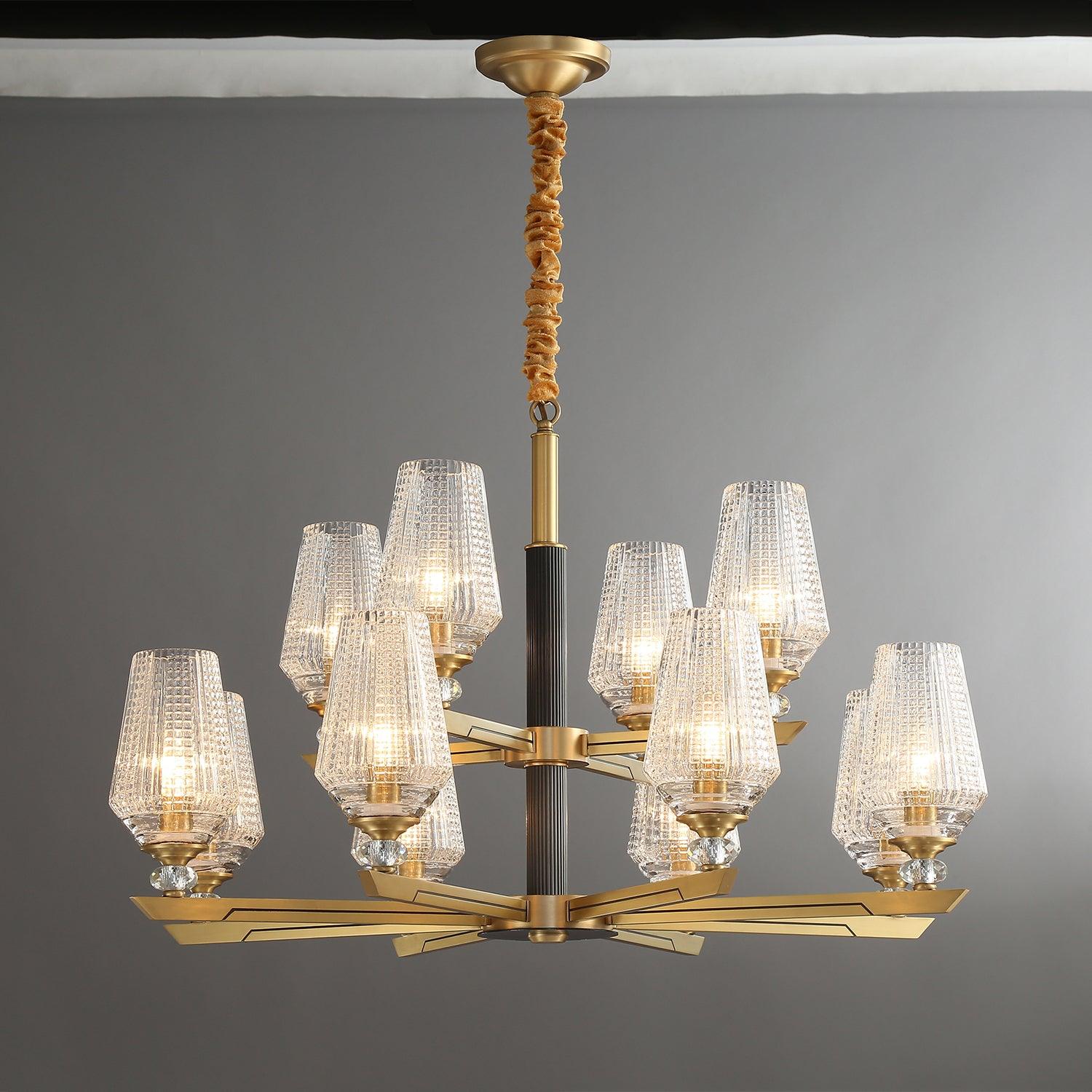 Astra Luxury Hexa Brass Chandelier-Neutral Decor