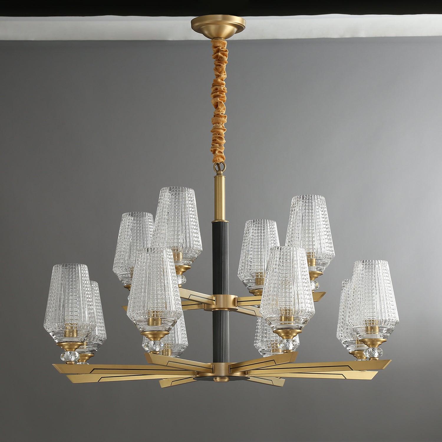 Astra Luxury Hexa Brass Chandelier-Neutral Decor