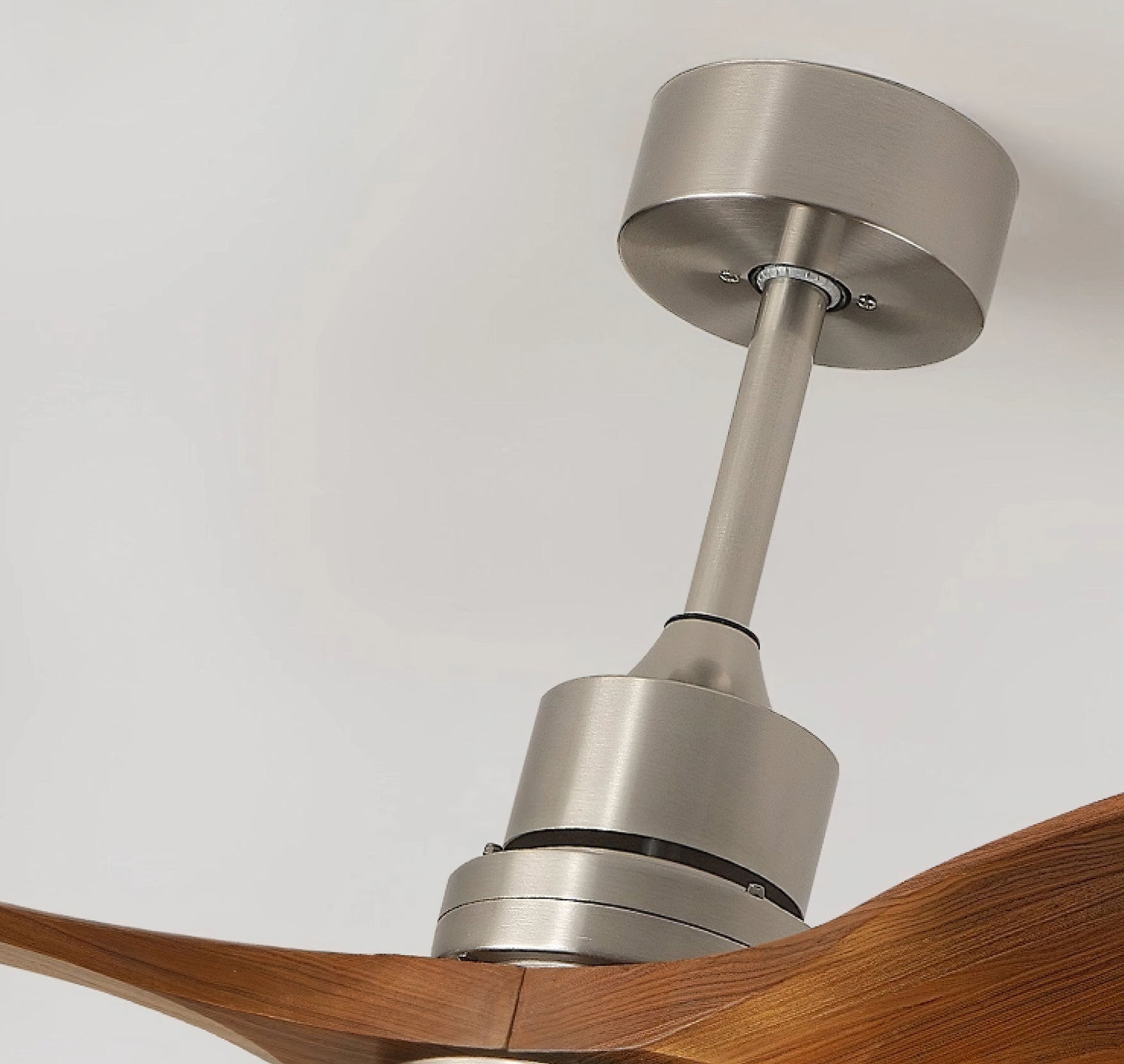 Top-down view of the fan mounted on a ceiling.