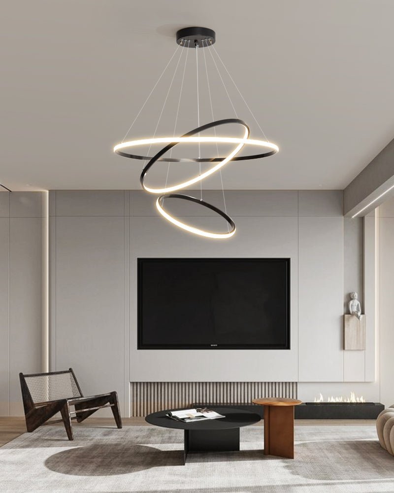 Efrion Modern Minimalist Rings Brass Plastic Chandelier-Neutral Decor