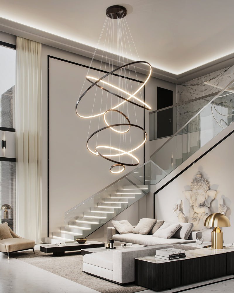 Efrion Modern Minimalist Rings Brass Plastic Chandelier-Neutral Decor