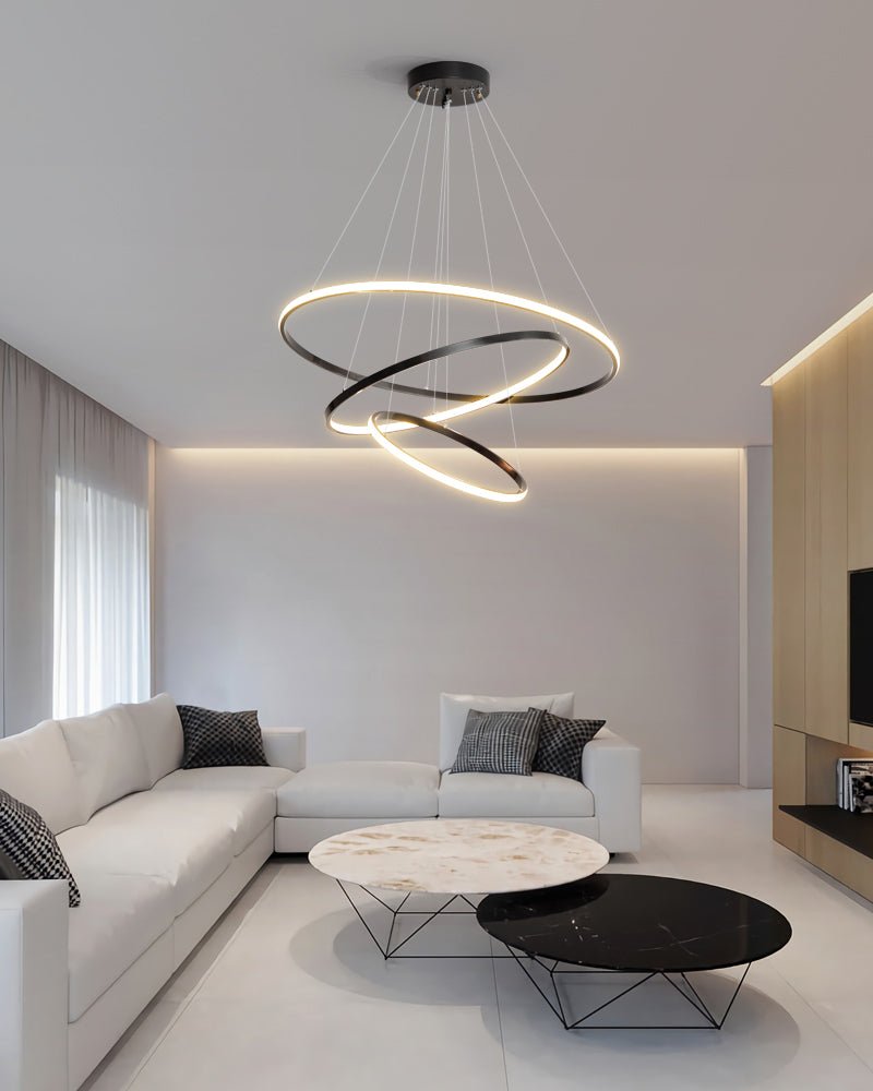 Efrion Modern Minimalist Rings Brass Plastic Chandelier-Neutral Decor