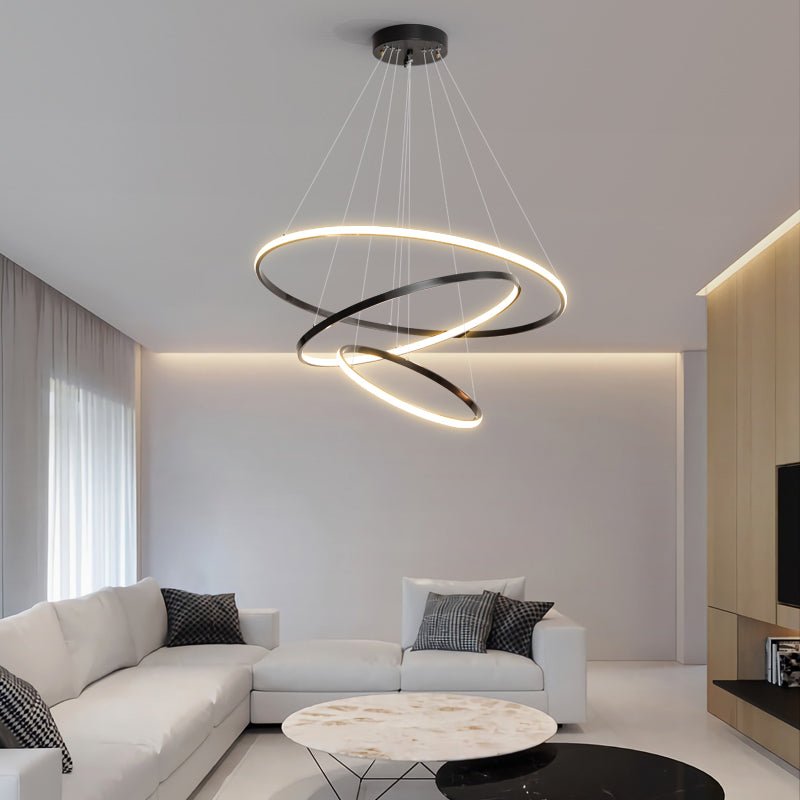 Efrion Modern Minimalist Rings Brass Plastic Chandelier-Neutral Decor