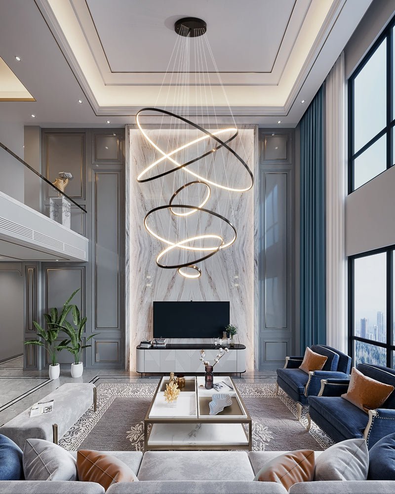 Efrion Modern Minimalist Rings Brass Plastic Chandelier-Neutral Decor