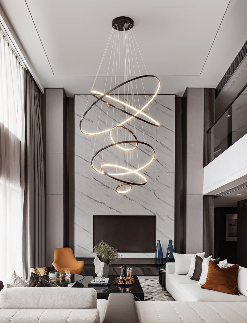 Efrion Modern Minimalist Rings Brass Plastic Chandelier-Neutral Decor