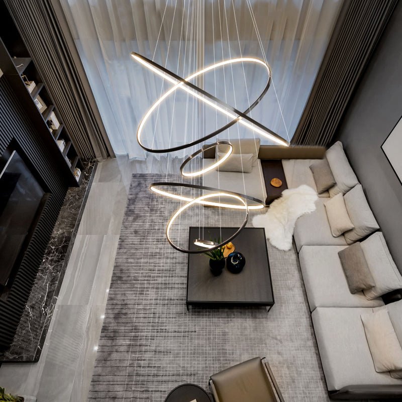 Efrion Modern Minimalist Rings Brass Plastic Chandelier-Neutral Decor