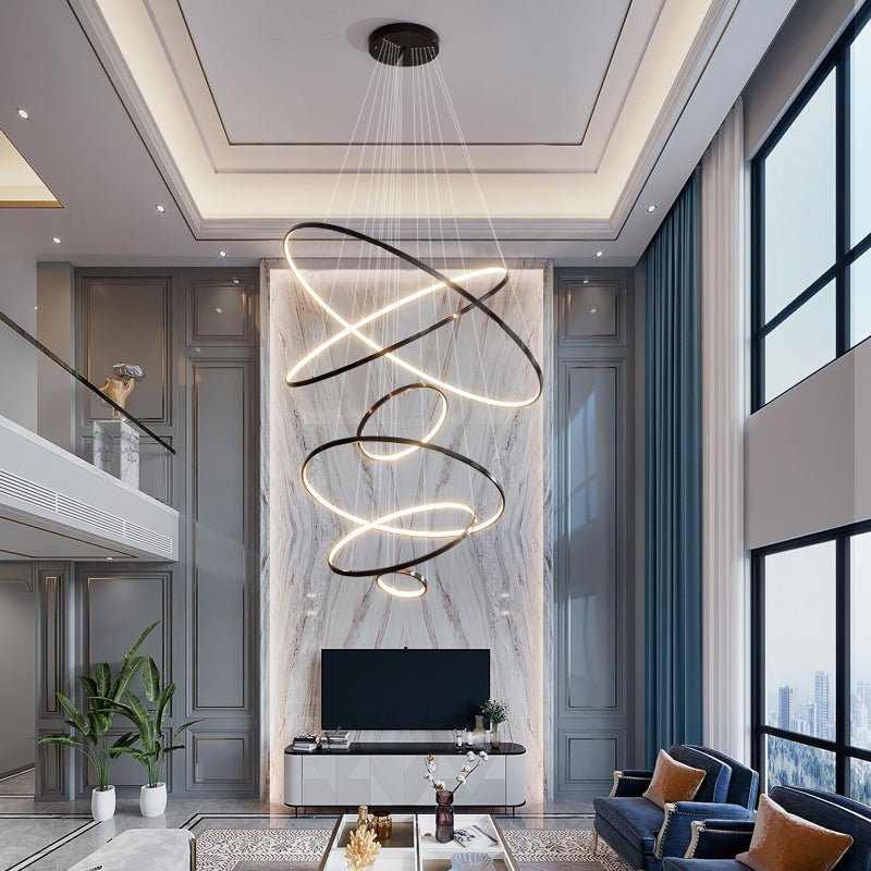 Efrion Modern Minimalist Rings Brass Plastic Chandelier-Neutral Decor