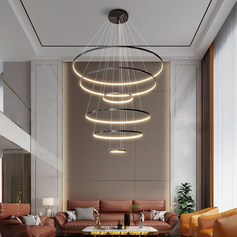 Efrion Modern Minimalist Rings Brass Plastic Chandelier-Neutral Decor