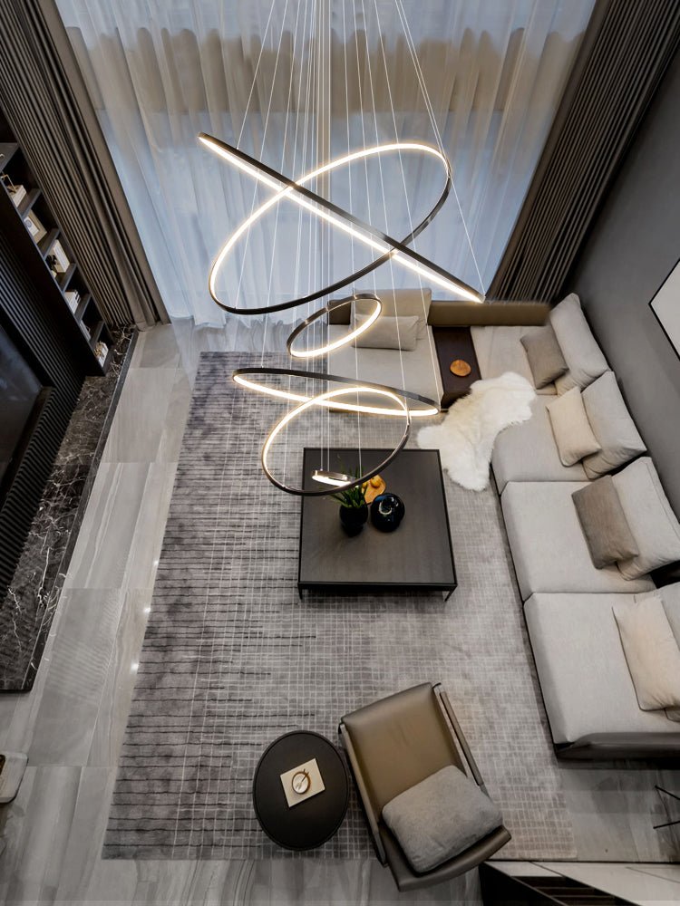 Efrion Modern Minimalist Rings Brass Plastic Chandelier-Neutral Decor