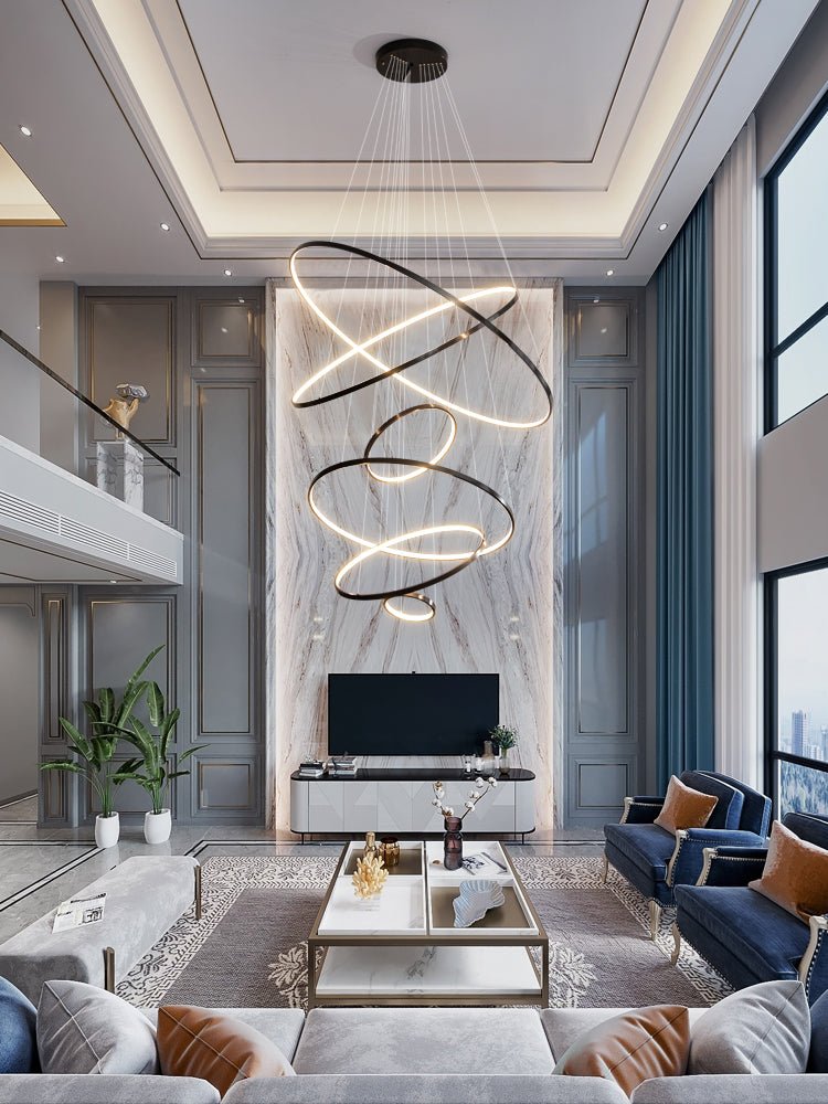 Efrion Modern Minimalist Rings Brass Plastic Chandelier-Neutral Decor