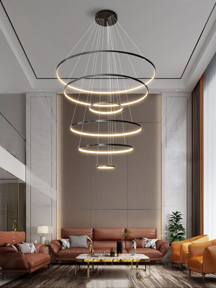 Efrion Modern Minimalist Rings Brass Plastic Chandelier-Neutral Decor