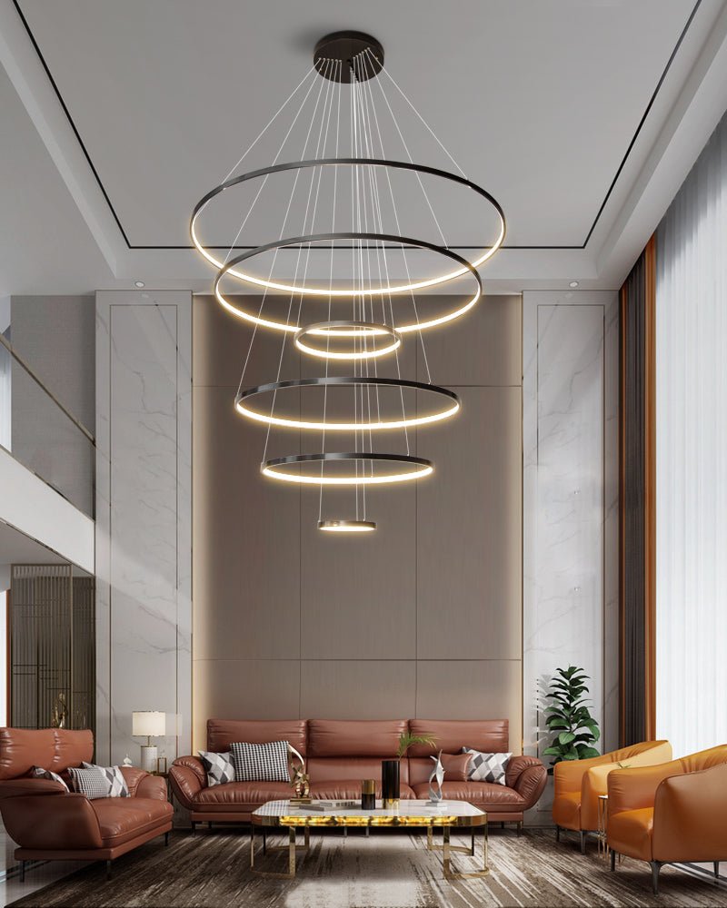 Efrion Modern Minimalist Rings Brass Plastic Chandelier-Neutral Decor