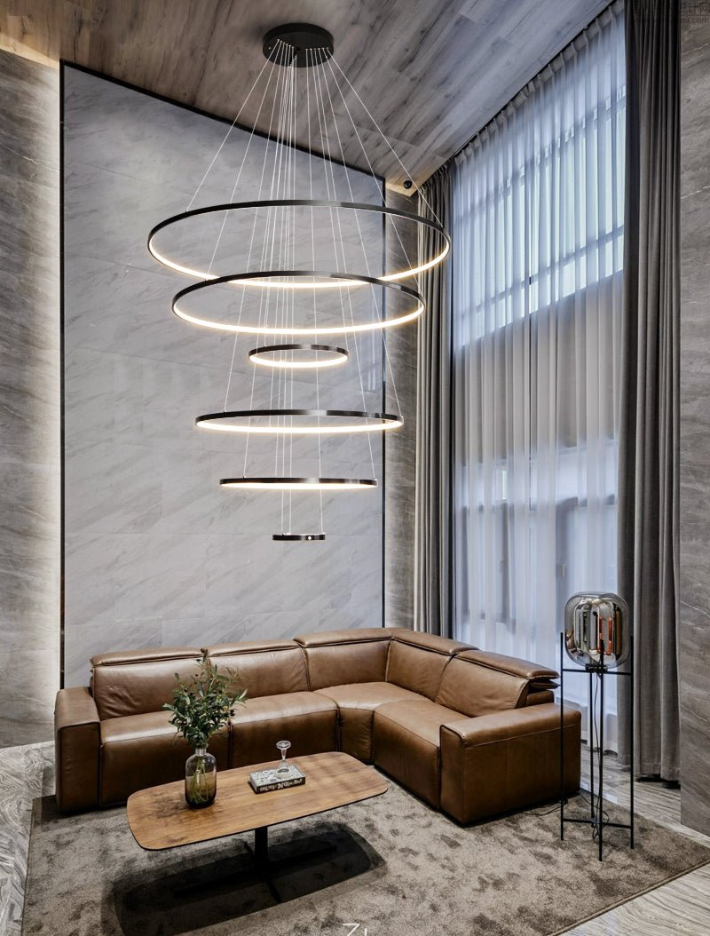 Efrion Modern Minimalist Rings Brass Plastic Chandelier-Neutral Decor