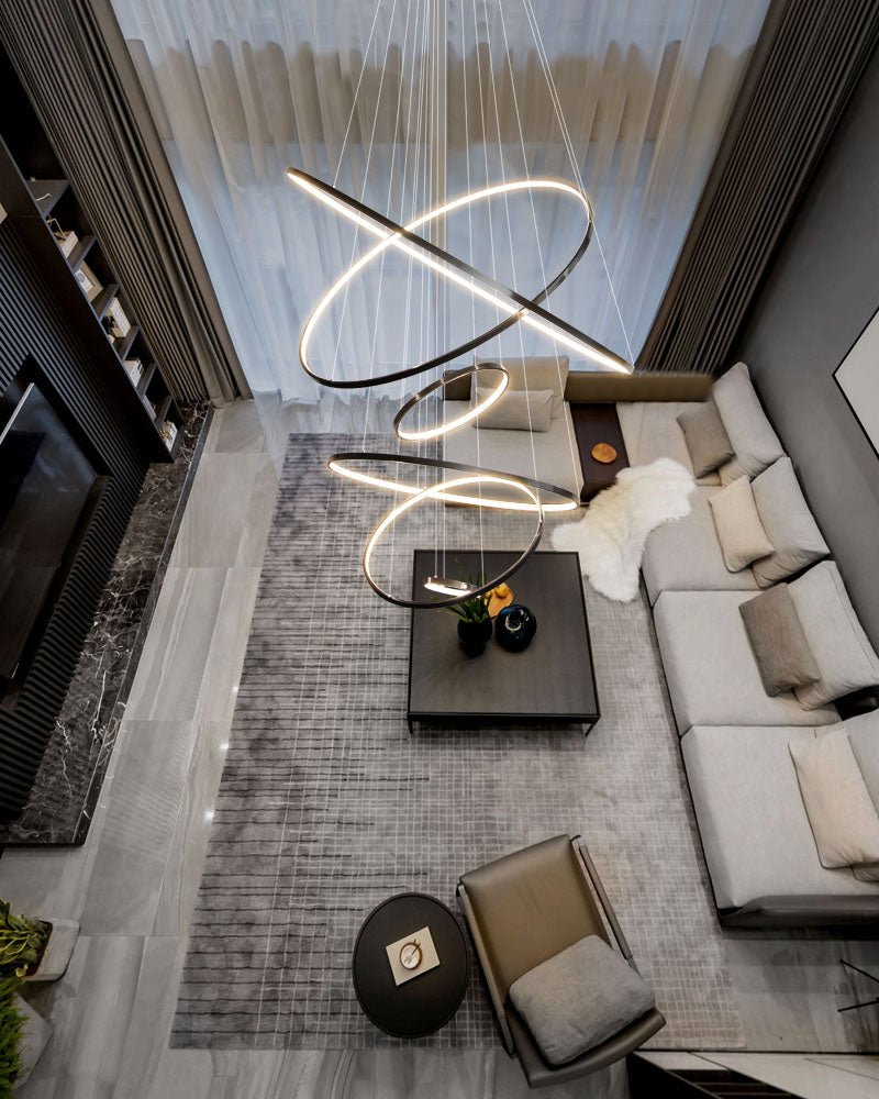 Efrion Modern Minimalist Rings Brass Plastic Chandelier-Neutral Decor