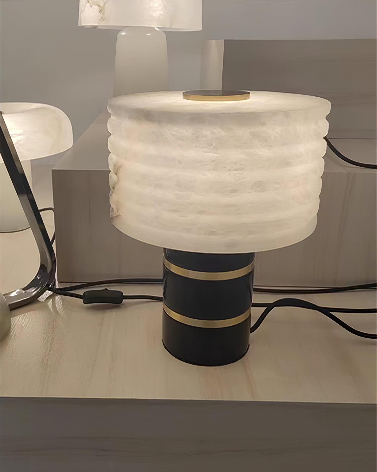 Elmarir Ribbed Alabaster Table Lamp-Neutral Decor