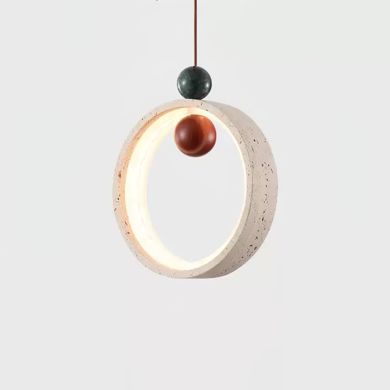 Vovinyra Circular Travertine Pendant Light-Neutral Decor