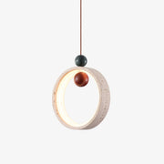 Vovinyra Circular Travertine Pendant Light-Neutral Decor