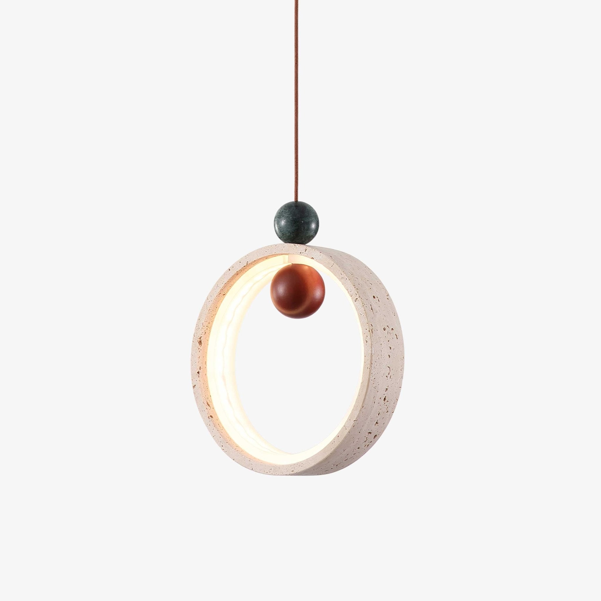 Vovinyra Circular Travertine Pendant Light-Neutral Decor