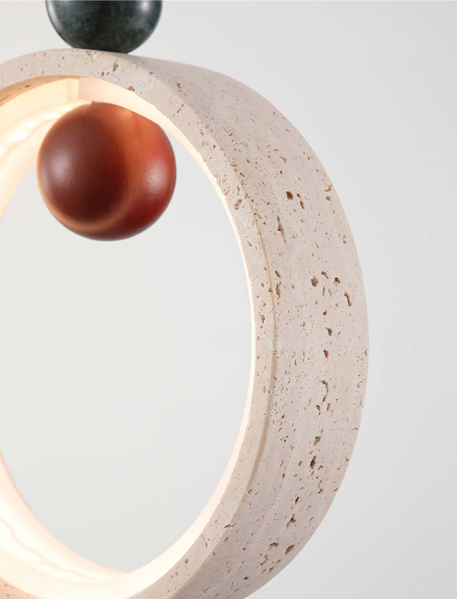 Vovinyra Circular Travertine Pendant Light-Neutral Decor