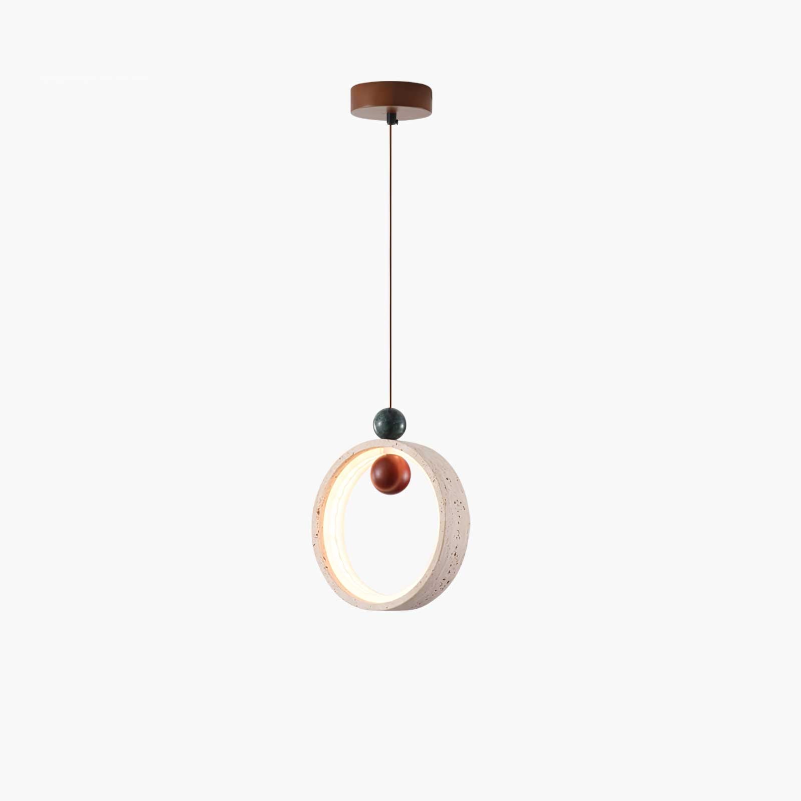 Vovinyra Circular Travertine Pendant Light-Neutral Decor