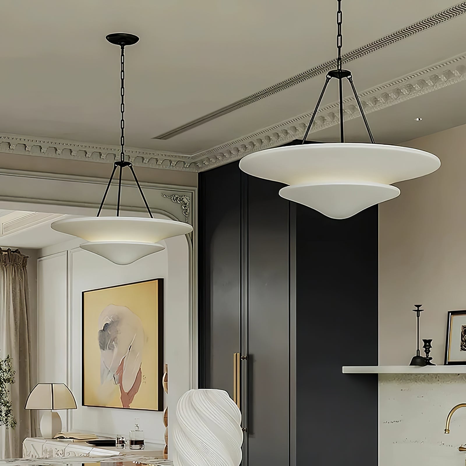 Lunara Modern Plaster Pendant Light-Neutral Decor